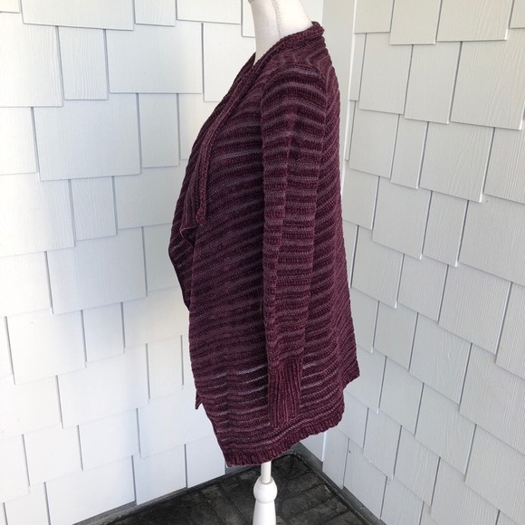 Susina Women's Purple Chenille Rib Knit Shawl Collar Open Front Cardigan sz SP - Picture 4 of 5